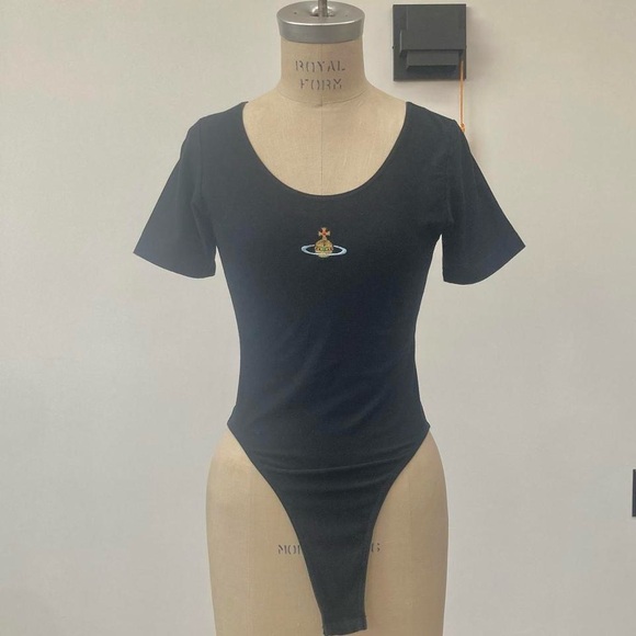 Vintage 90s Vivienne Westwood orb embroidered bodysuit